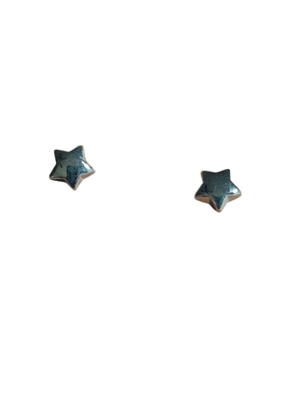 Silver Star Shaped Stud Earrings Minimal Lightweight Post Back Jewelry Patriotic